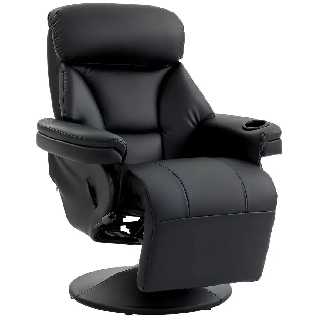 HOMCOM Upholstered Reclining Armchair, Manual Recliner Chair with Footrest and Adjustable Backrest, Black - from HOMCOM