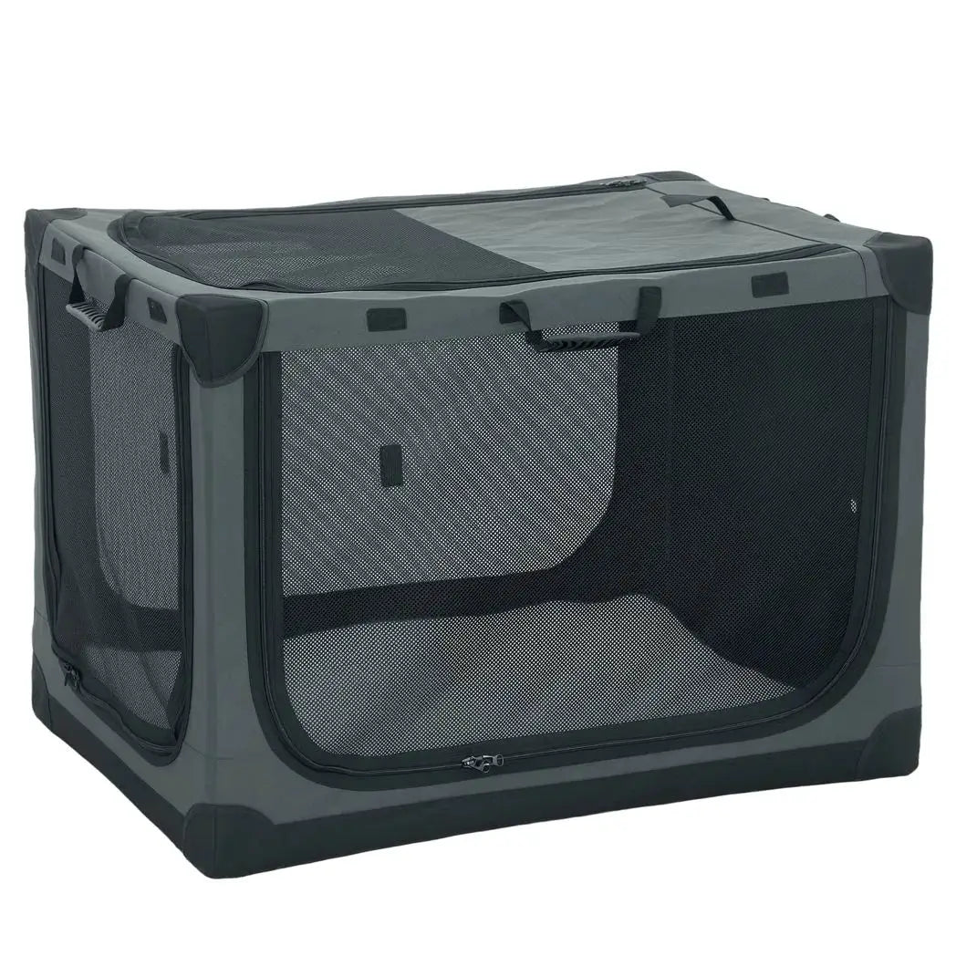 PawHut Soft Dog Crate Pet Travel Crate 90 x 64 x 64 cm with Removable Pad Mesh Window Army Green - from PawHut