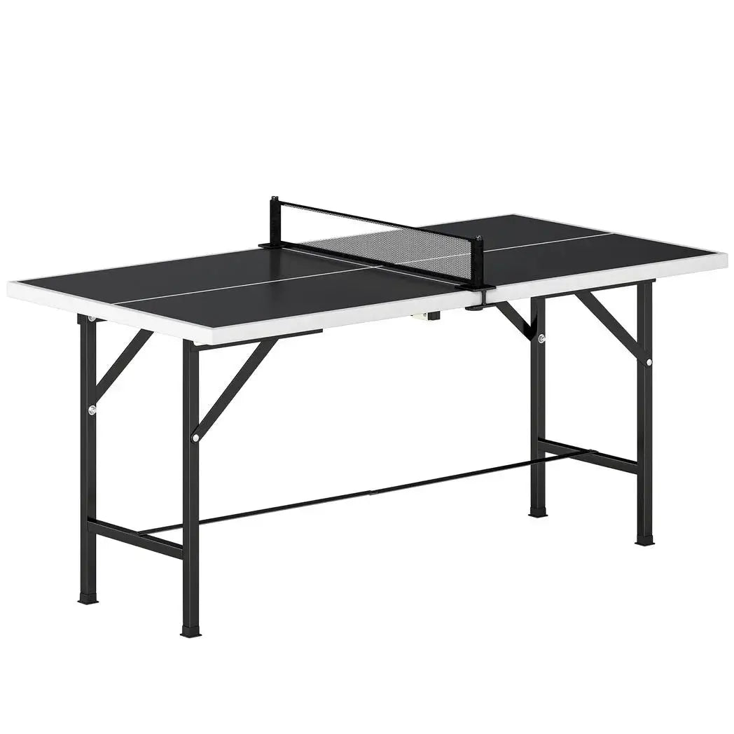 SPORTNOW 5ft Mid-Size Table Tennis Table, Ping Pong Table with Net, 2 Table Tennis Paddles and 3 Balls for Indoor Game, Black - from SPORTNOW