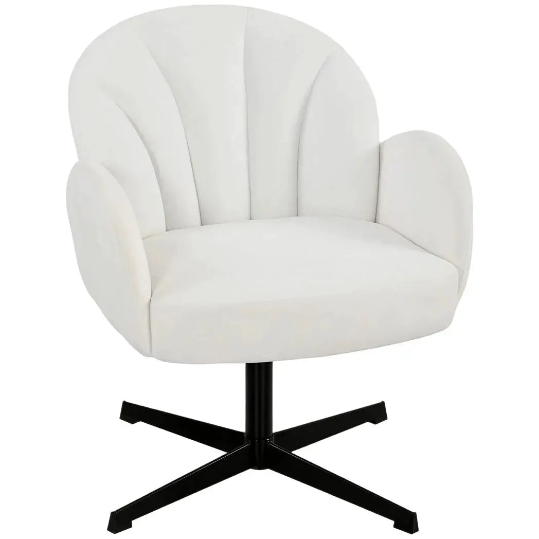 HOMCOM Swivel Accent Chair, Shell-Shaped Armchair with Spring Cushion, Metal Base, Cream White - from HOMCOM
