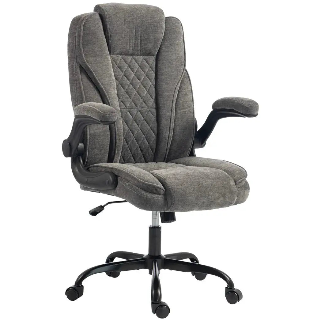 HOMCOM Office Chair, Ergonomic Desk Chair with Flip-up Armrest, Pocket Springs, Swivel Wheels, Adjustable Height, Dark Grey - from HOMCOM