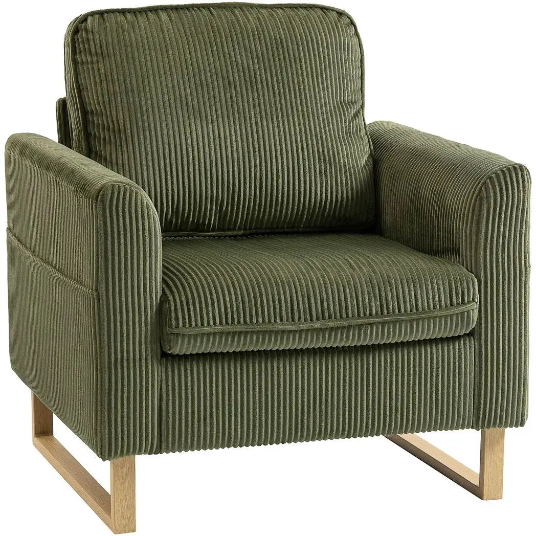 HOMCOM Accent Chair with Spring, Modern Industrial Armchair with Metal Legs for Livingroom Dark Green - from HOMCOM