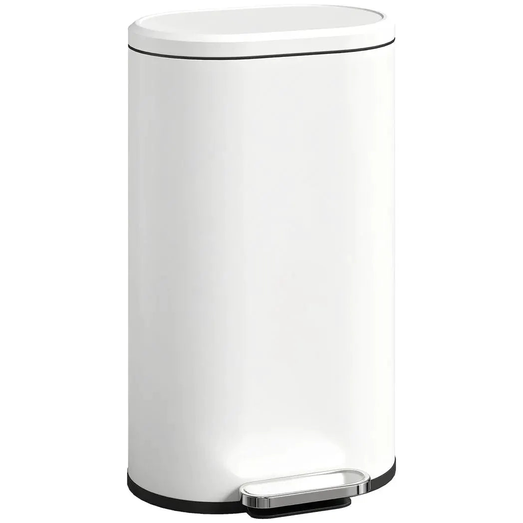 HOMCOM 30 L Modern Curved Kitchen Bin - Cream - from HOMCOM