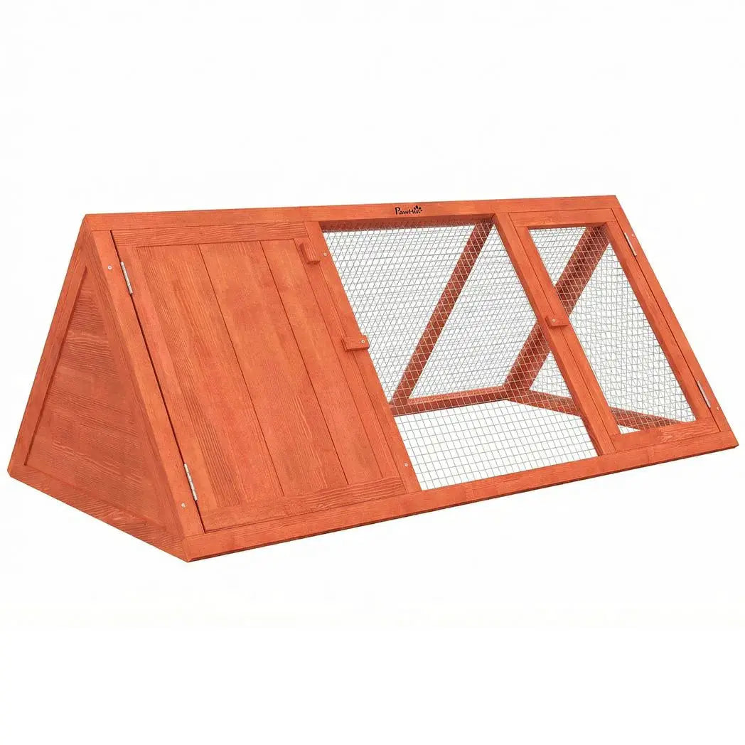 PawHut Rabbit Hutch, Wooden Guinea Pig Hutch with Run and Doors, Outdoor Triangle Bunny House for Rabbits,Duck and Chicken - from PawHut