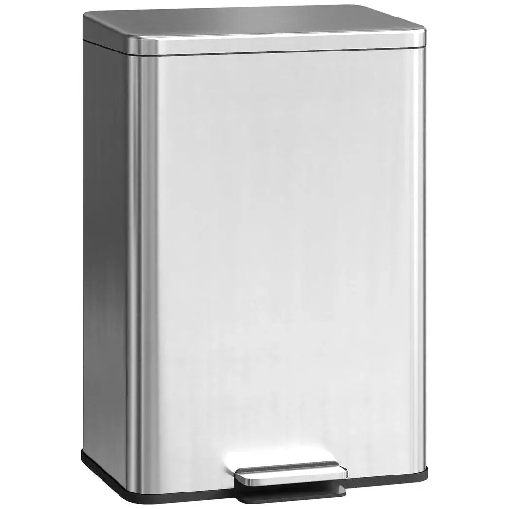 HOMCOM 20L Kitchen Bin with Soft-Close Lid and Stay-Open Function, Stainless Steel Pedal Bin with Removable Inner Bucket for Kitchen, Office, Home, Silver Tone - from HOMCOM