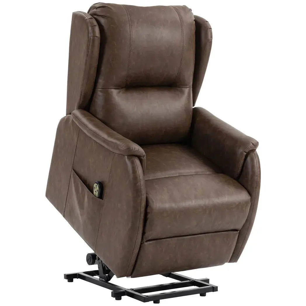 HOMCOM Power Lift Recliner Chair, Dual Motor Electric Lift Chair for Elderly with Remote Control, Brown - from HOMCOM