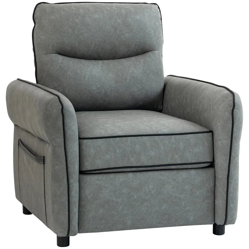 HOMCOM Accent Chair, Faux Leather Armchair - Grey - from HOMCOM