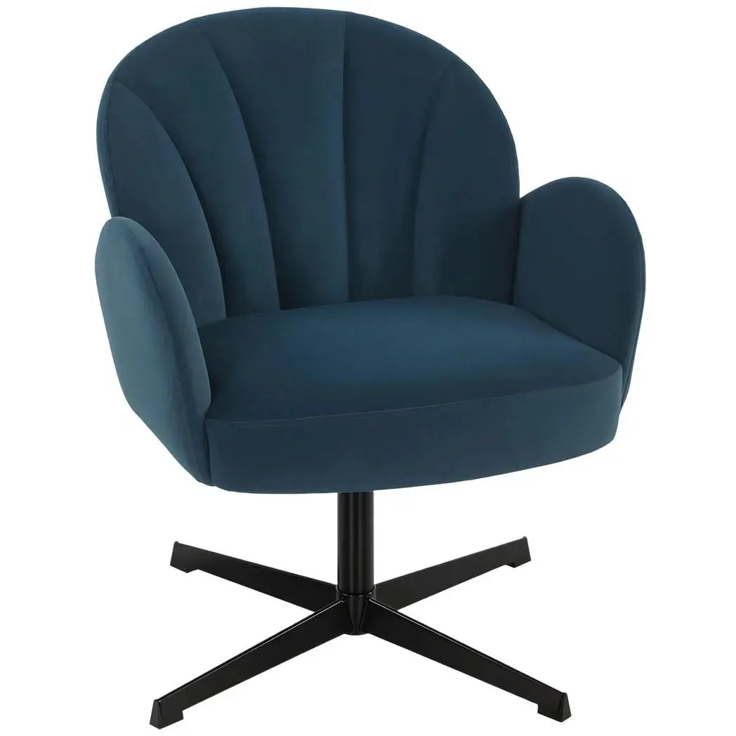 HOMCOM Swivel Accent Chair, Shell-Shaped Armchair with Spring Cushion, Metal Base, Dark Blue - from HOMCOM