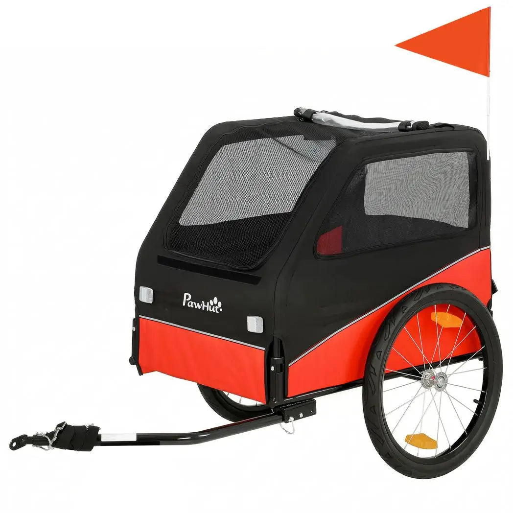 PawHut Dog Bike Trailer, Dog Cart Bicycle Carrier for Small and Medium Pets with 20" Inflatable Rubber Wheels, Red - from PawHut