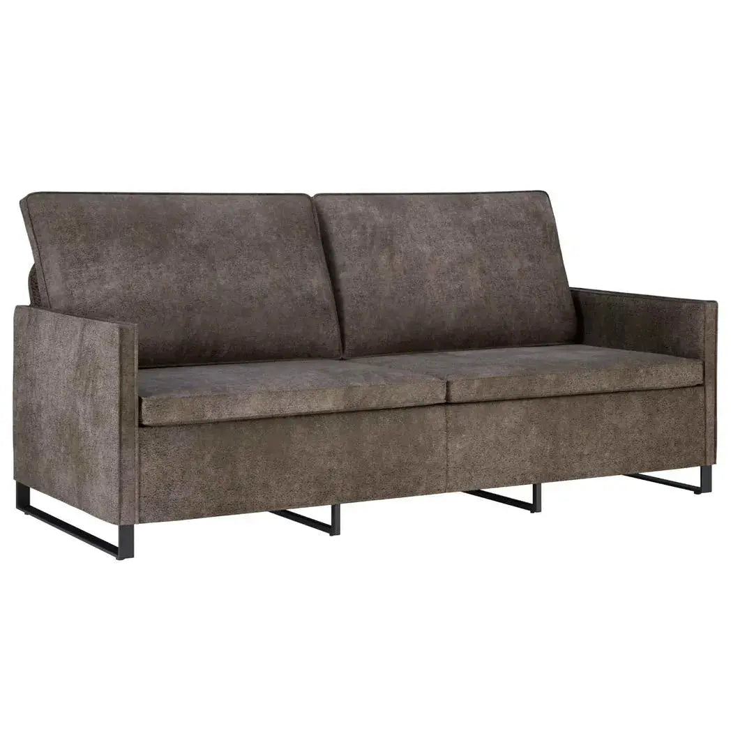 vidaXL 3 Seater Sofa Dark Grey 190 x 81 x 82 cm Faux Suede Fabric - from vidaXL