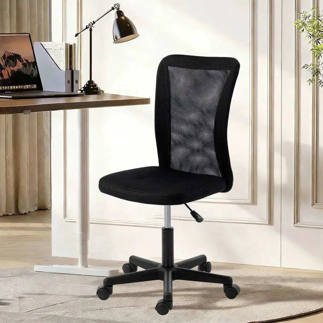 Vinsetto Computer Desk Chair, Armless Mesh Office Chair with Adjustable Height and Rolling Wheels, Black - from Vinsetto