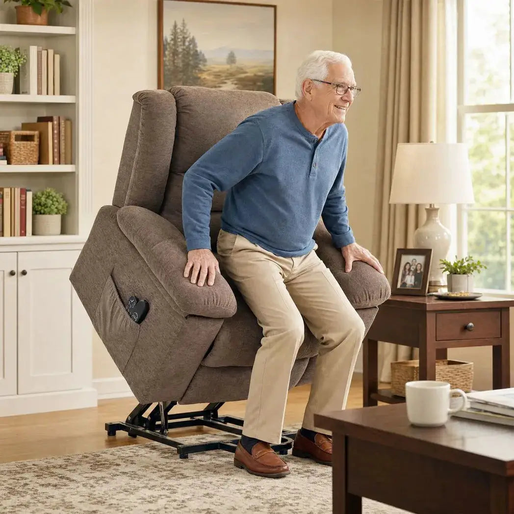 HOMCOM Oversized Riser Recliner Chair with Massage and Heat, Power Lift Recliner for Elderly with Wide Seat and Back, Brown - from HOMCOM