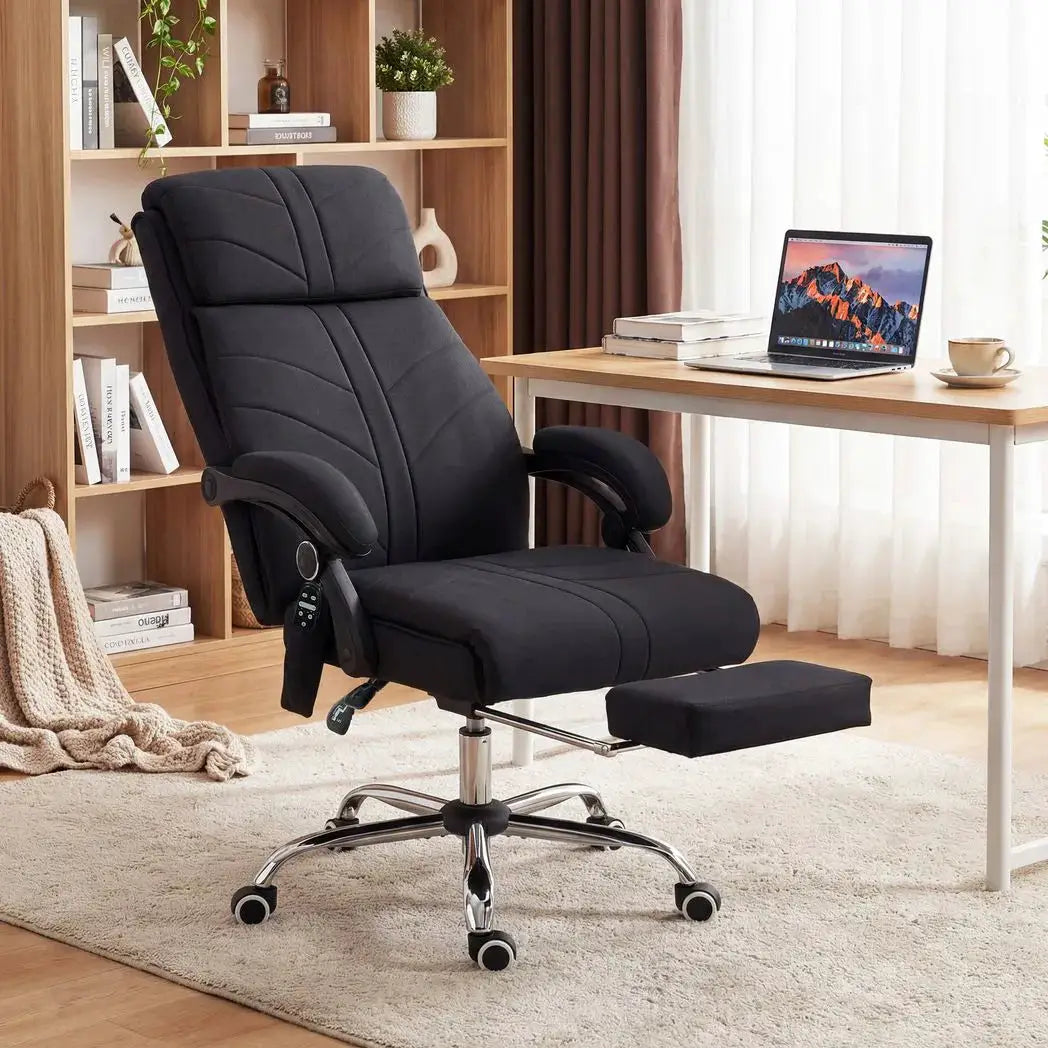 Vinsetto High Back Vibration Massage Office Chair with Footrest, Heated, Black - from Vinsetto