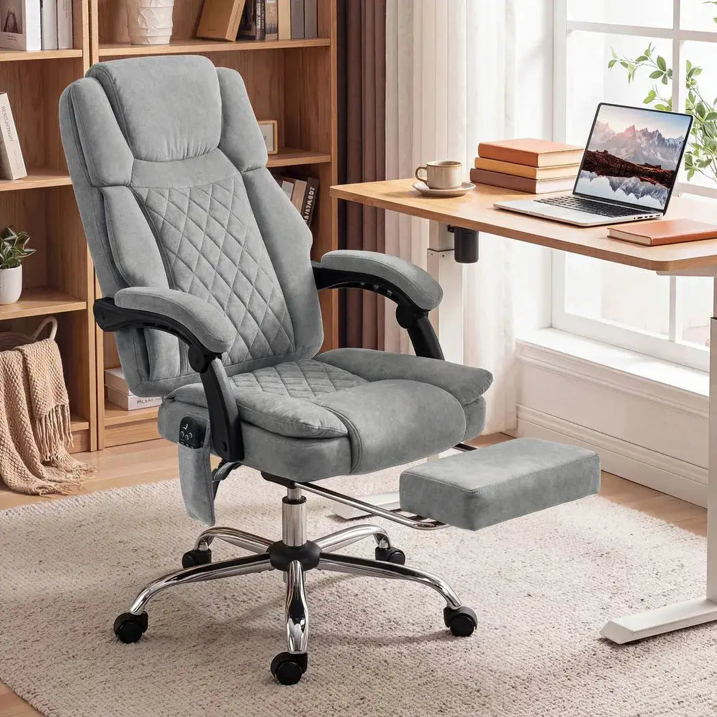 HOMCOM Office Chair with 6-Point Vibration Massage and Heat, Executive Computer Desk Chair with High Back, Reclining, Grey - from HOMCOM