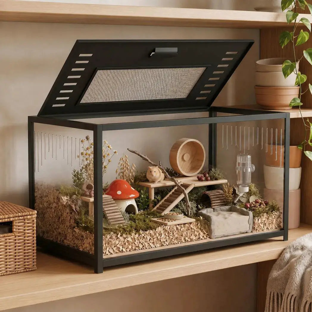 PawHut Hamster Cage, Chewproof Metal Rat Cage with Deep Base, Openable Top for Syrian Dwarf Hamster, Gerbil, 80 x 45 x 50.5 cm - from PawHut