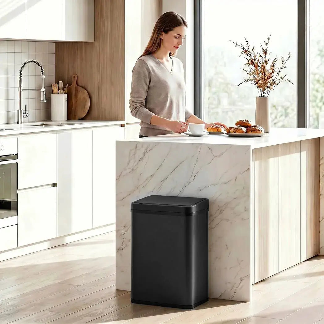 HOMCOM 40L Sensor Bin with Soft-Close Lid, Stainless Steel Automatic Touchless Motion Sensor Kitchen Bin, Black - from HOMCOM
