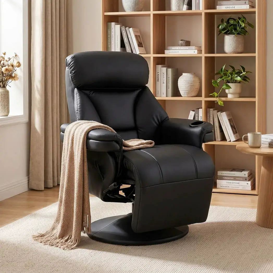HOMCOM Upholstered Reclining Armchair, Manual Recliner Chair with Footrest and Adjustable Backrest, Black - from HOMCOM
