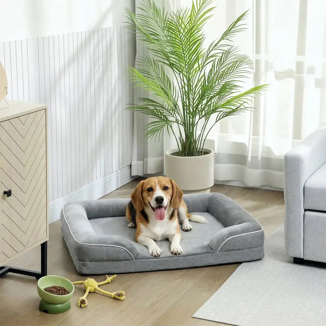 PawHut Dog Sofa Bed, Washable Pet Bed with Removable Cover and Non-Slip Bottom for Cats, Small and Medium Dogs, Grey - from PawHut