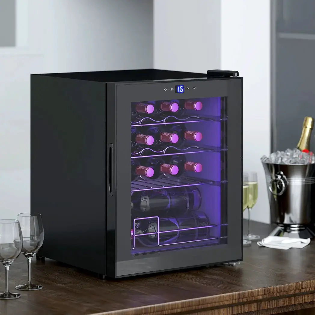 HOMCOM 42L 16-Bottle Wine Cooler Fridge - Black - from HOMCOM