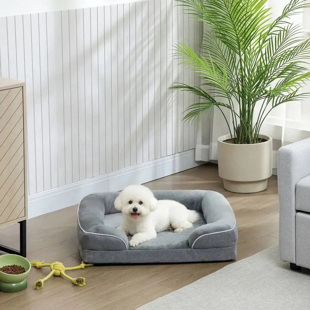 PawHut Dog Sofa Bed, Washable Pet Bed with Removable Cover and Non-Slip Bottom for Cats and Small Dogs, Grey - from PawHut