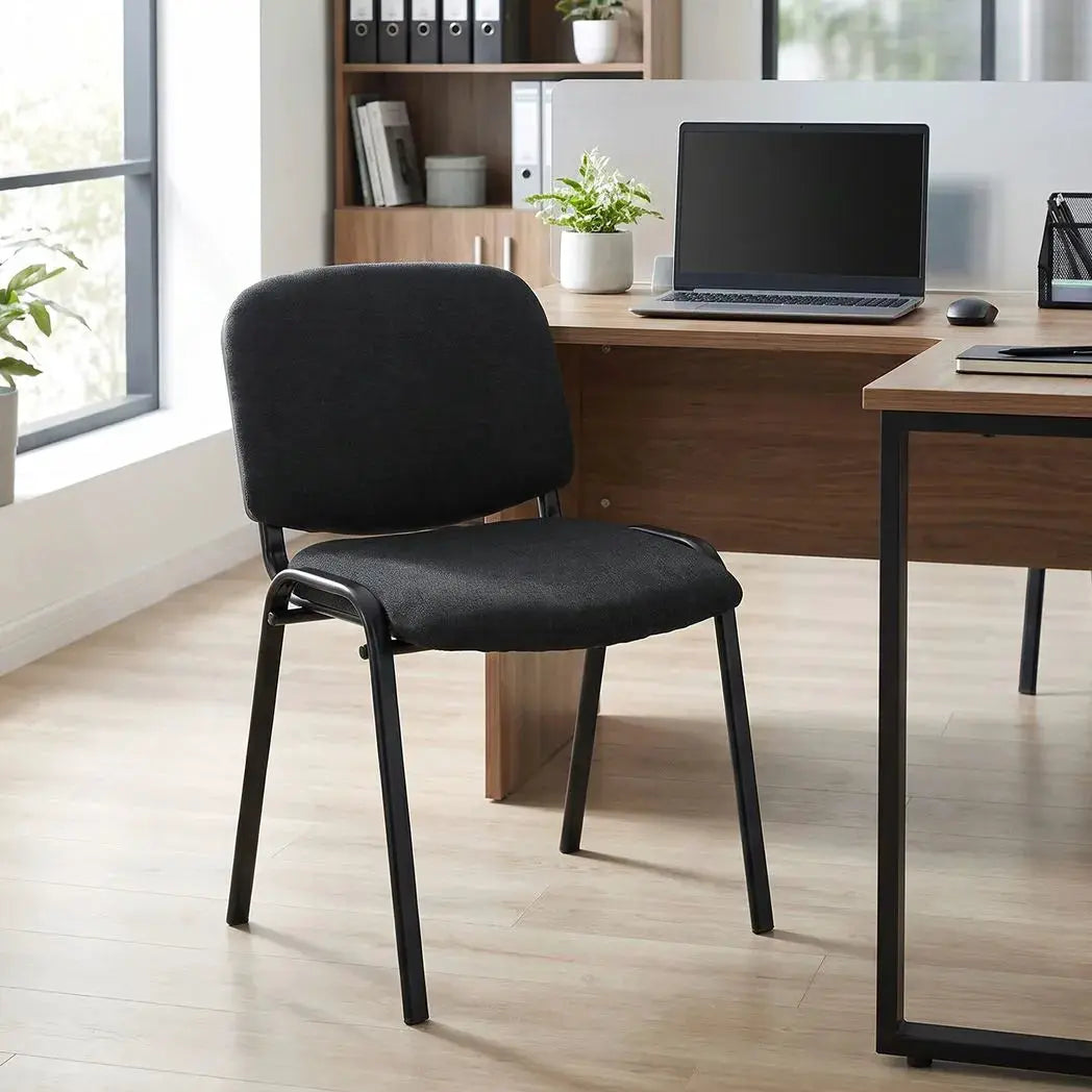 HOMCOM Meeting Chair, Stackable Ergonomic Office Chair with Padded Seat, Curved Backrest for Conference Room, Black - from HOMCOM