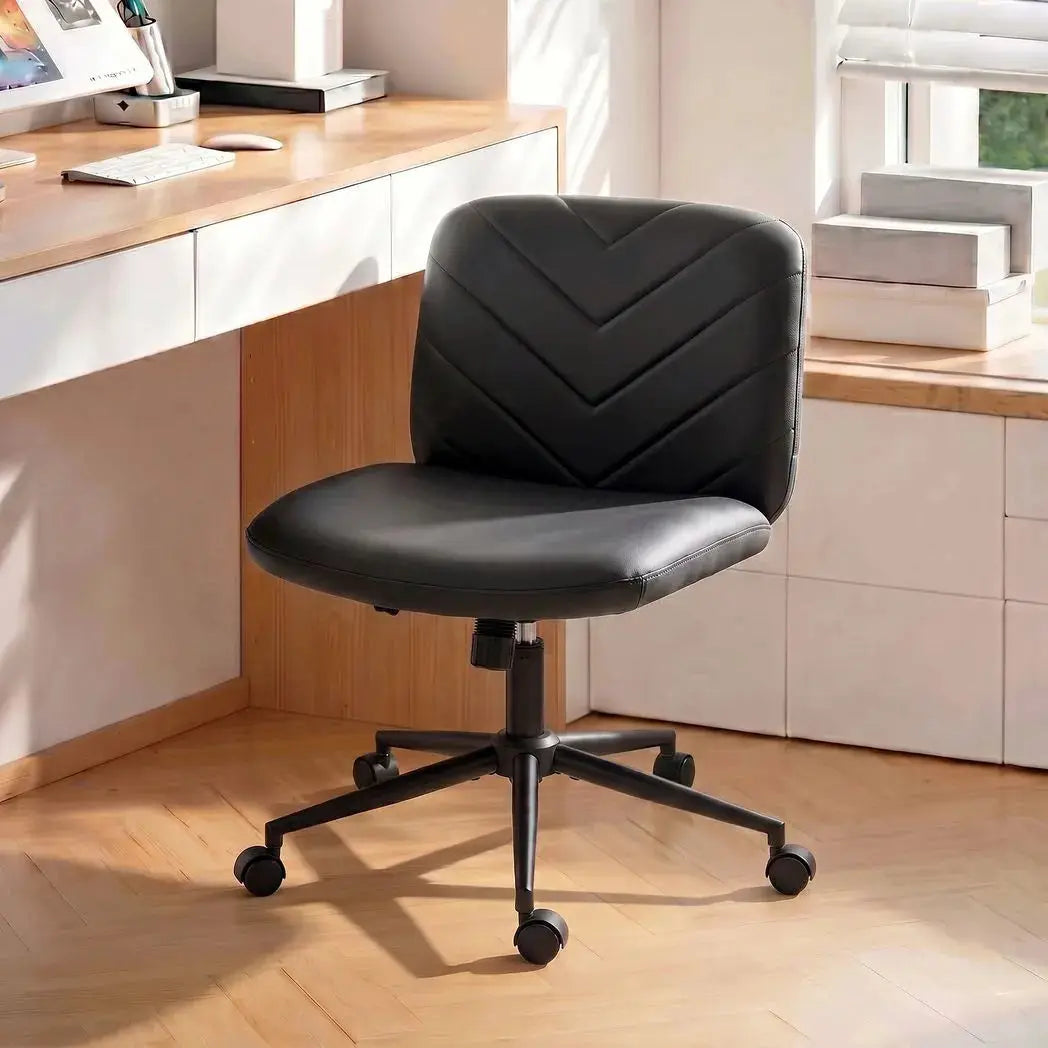 HOMCOM Home Office Desk Chair Height Adjustable Swivel Chair Cross Legged Wide Seat Swivel Wheels Black - from HOMCOM