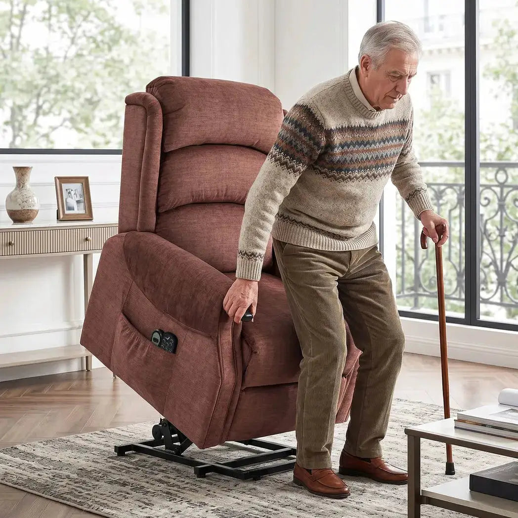 HOMCOM Power Lift Recliner with Vibration Massage and Heat, Lift Chair for Tall with Wood Grip, Pocket Spring, Brown - from HOMCOM