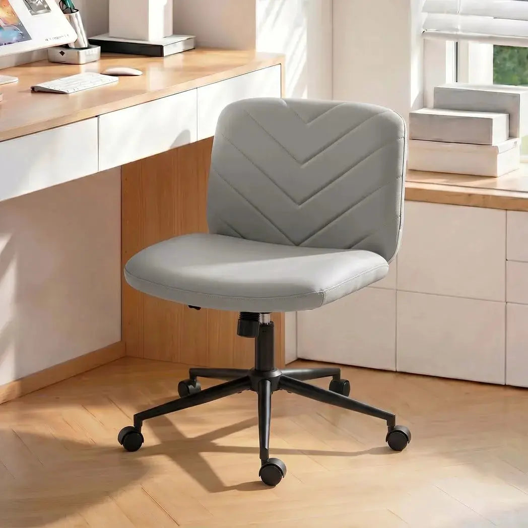 HOMCOM Home Office Desk Chair Height Adjustable Swivel Chair Cross Legged Wide Seat Swivel Wheels Grey - from HOMCOM
