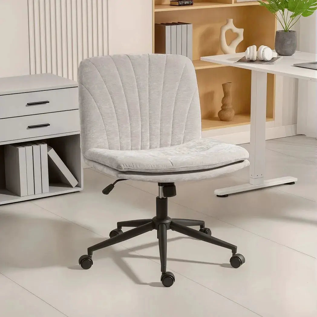 HOMCOM Criss Cross Chair with Wheels, No Arms - Beige - from HOMCOM