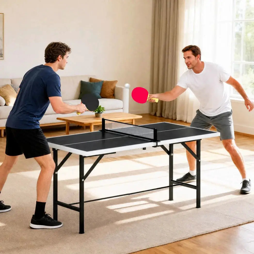 SPORTNOW 5ft Mid-Size Table Tennis Table, Ping Pong Table with Net, 2 Table Tennis Paddles and 3 Balls for Indoor Game, Black - from SPORTNOW