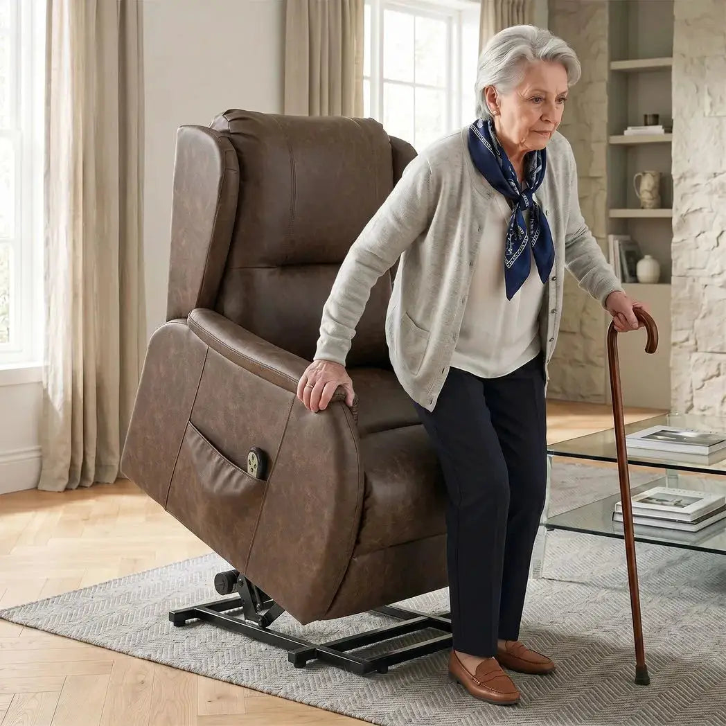 HOMCOM Power Lift Recliner Chair, Dual Motor Electric Lift Chair for Elderly with Remote Control, Brown - from HOMCOM
