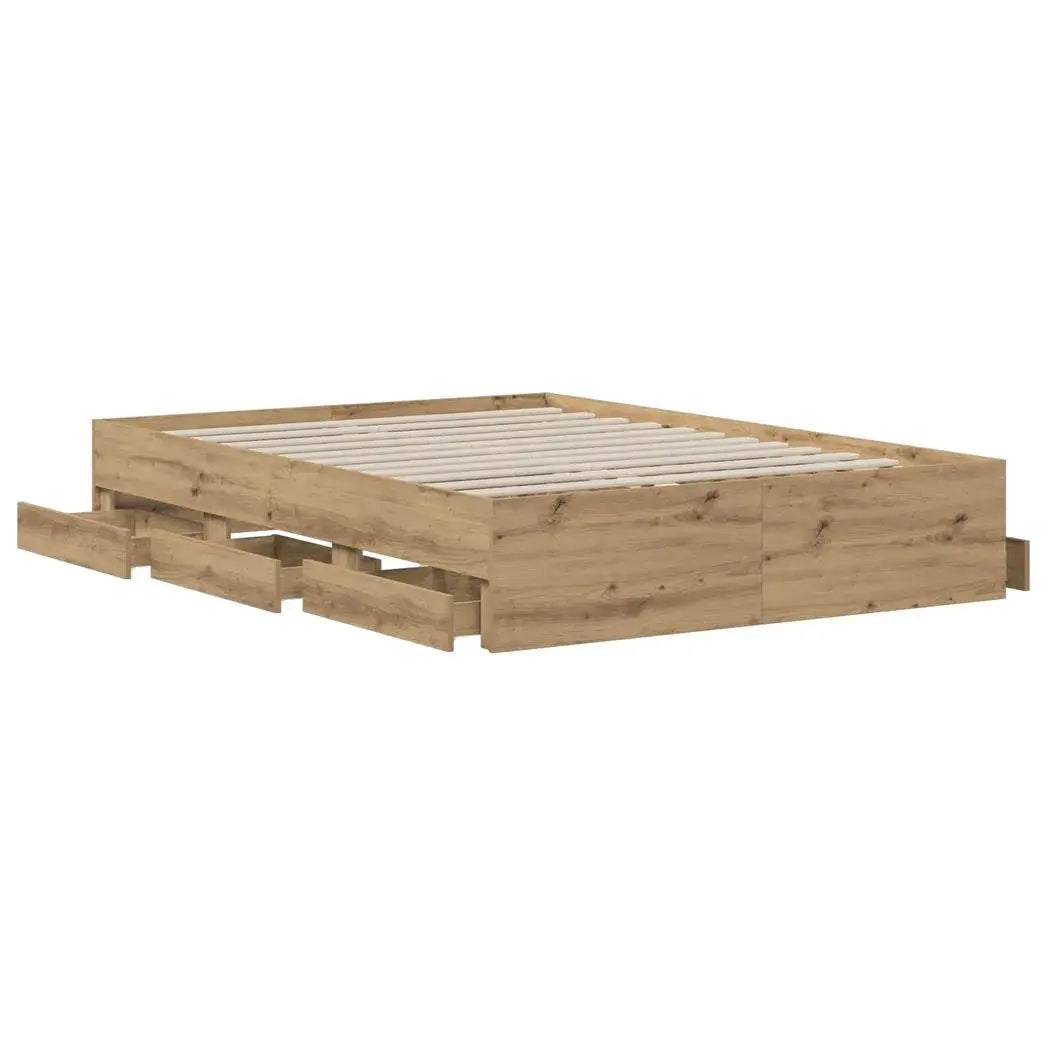 vidaXL Bed Frame with Storage Artisan Oak 150 x 200 cm Engineered wood - from vidaXL