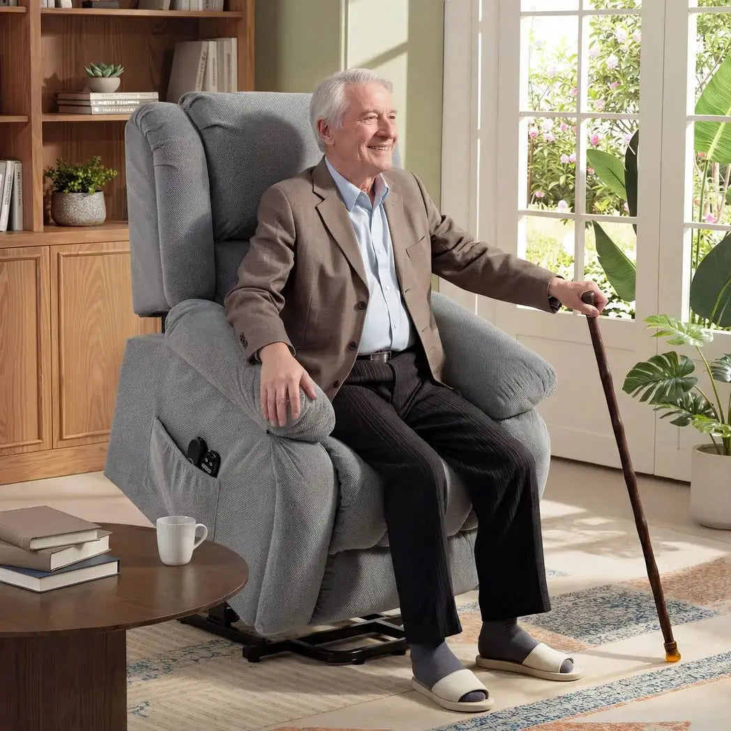 HOMCOM Recliner Armchair Lift Chair, Electric Recliner Chair with Vibration Massage and Heat, Wide Seat, USB Port, Light Grey - from HOMCOM