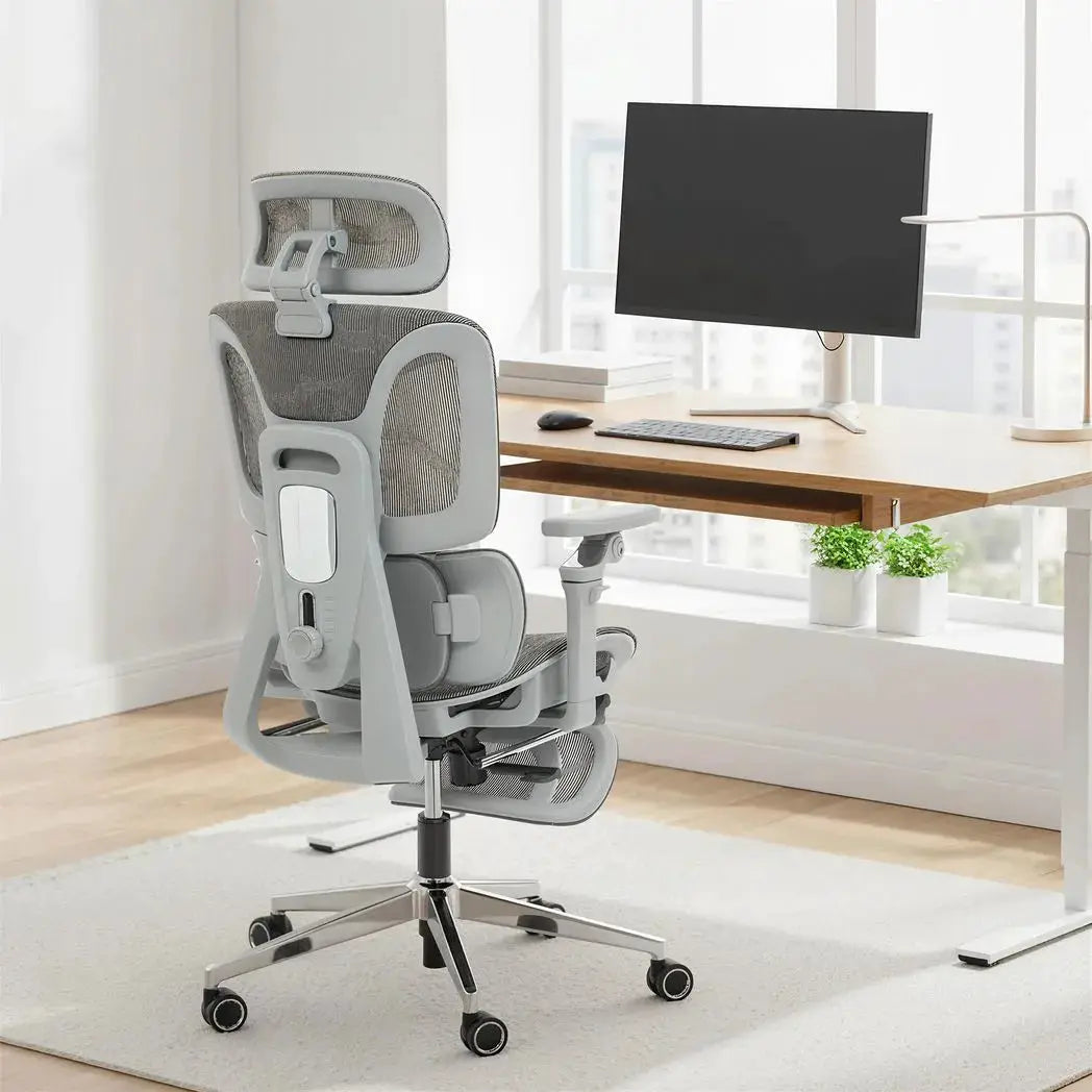 HOMCOM Ergonomic Office Chair, High Back Mesh Desk Chair, Grey - from HOMCOM
