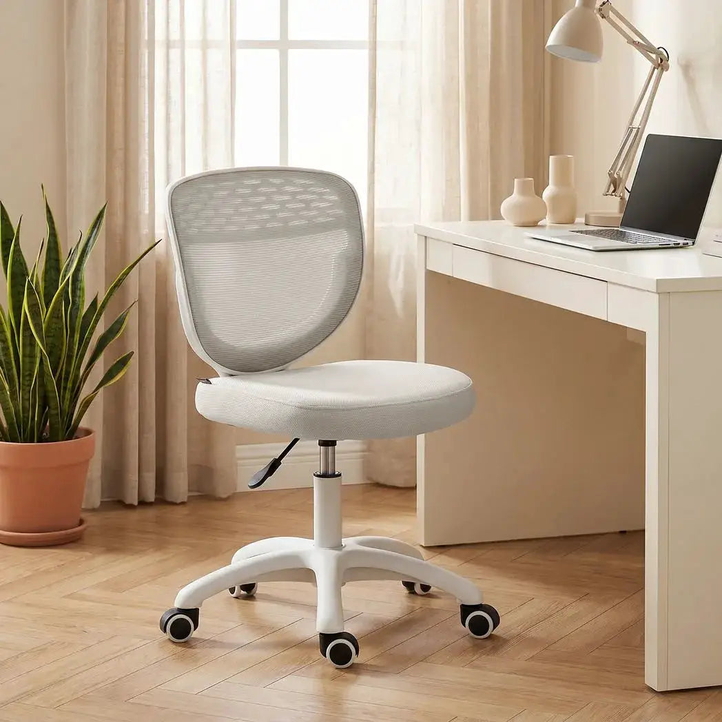 HOMCOM Office Chair, Armless Computer Desk Chair with Breathable Mesh, Adjustable Height, Swivel Wheels, Grey - from HOMCOM