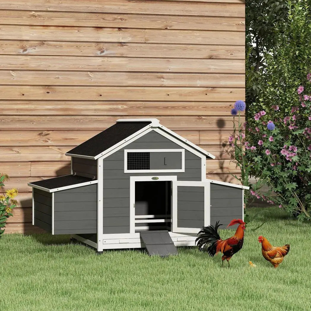 PawHut Chicken Coop, Wooden Outdoor Hen House with Nesting Box, Openable Waterproof Top, Pull-Out Tray, 150 x 100 x 97cm - from PawHut