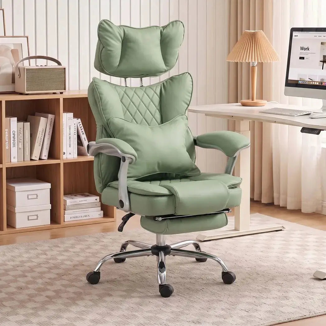 HOMCOM Executive Office Chair, PU Big and Tall Office Chair 180 kg with Wide Seat, Reclining, Lumbar Support, Light Green - from HOMCOM