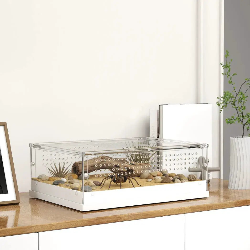 PawHut Acrylic Reptile Terrarium with Top Sliding Door, Vents, for Snake, Frog, Spider, Gecko, Tarantula, 40 x 30 x 15 cm - from PawHut