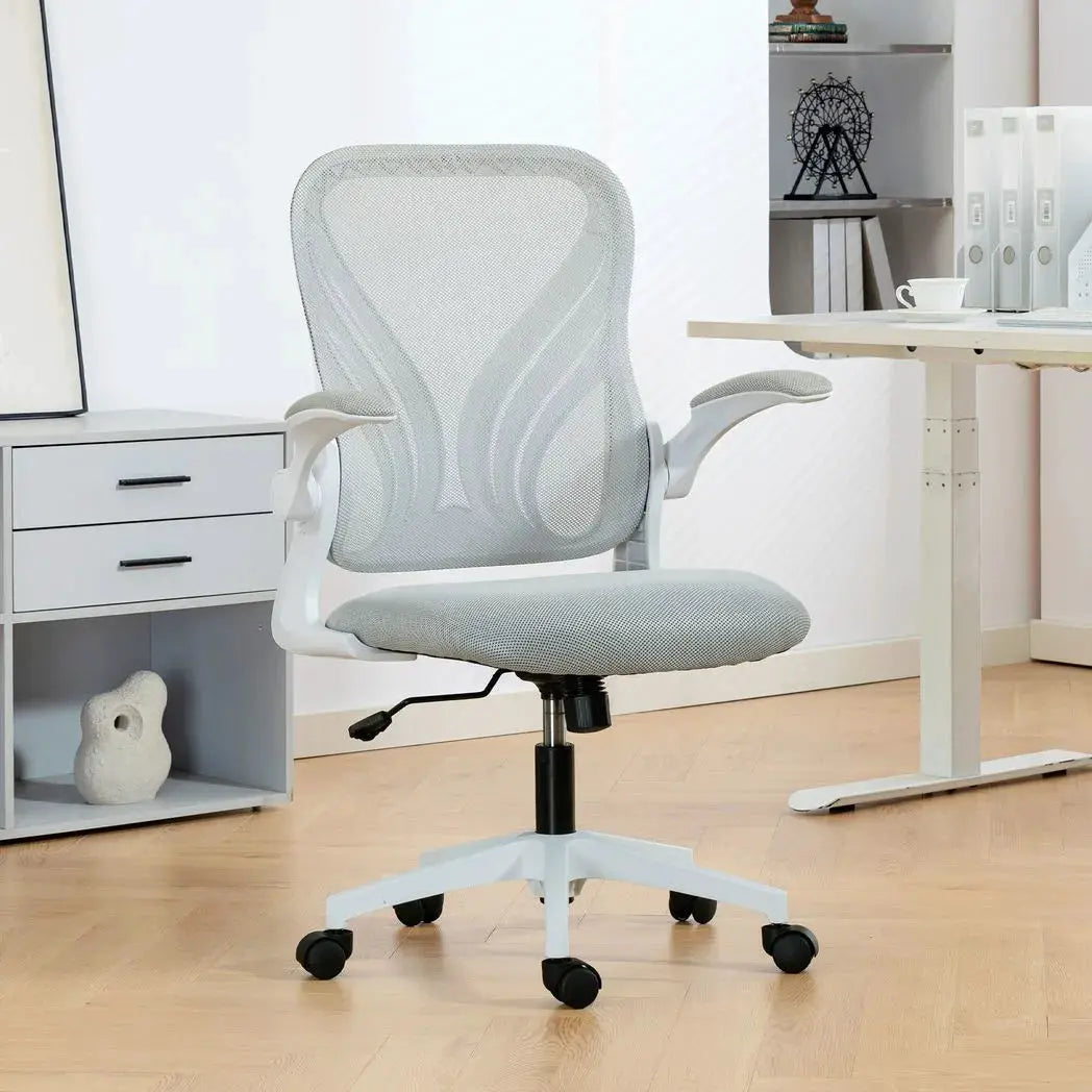 HOMCOM Mesh Office Chair with Foldable Backrest - Light Grey - from HOMCOM
