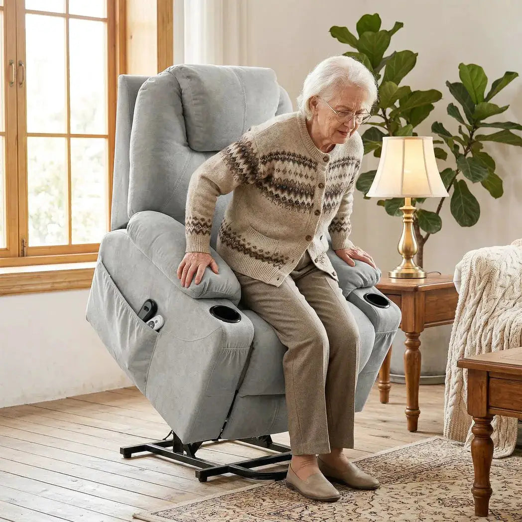 HOMCOM Power Lift Recliner Chair with Pocket Spring, Electric Lift Chair with Wide Backrest, Light Grey - from HOMCOM