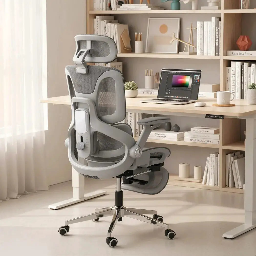 HOMCOM Ergonomic Office Chair, High Back Mesh Desk Chair, Grey - from HOMCOM