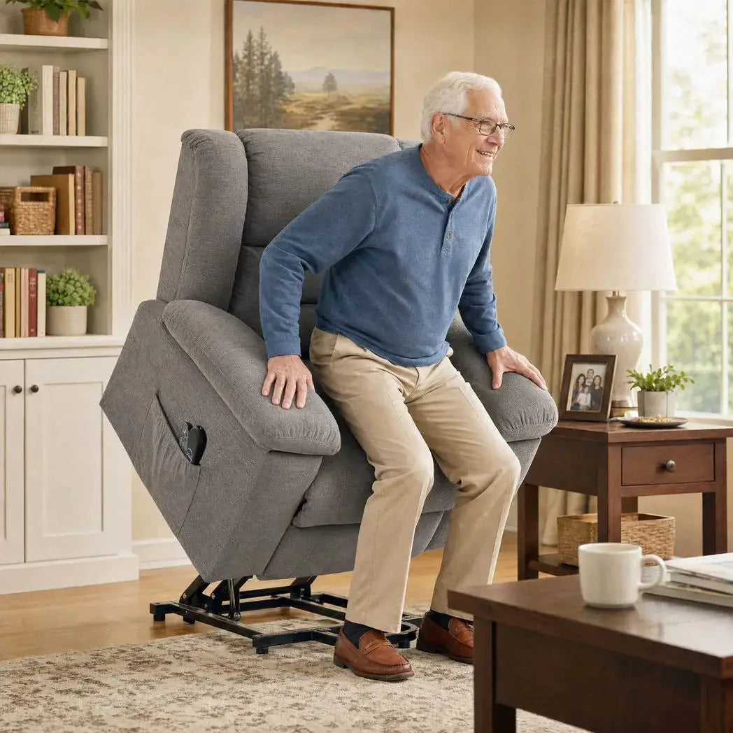 HOMCOM Oversized Riser Recliner Chair with Massage and Heat, Power Lift Recliner for Elderly with Wide Seat and Back, Grey - from HOMCOM