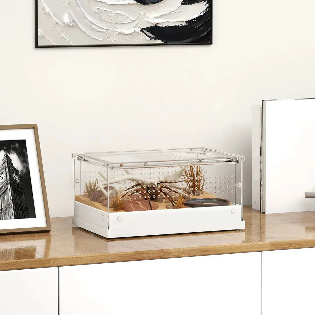 PawHut Acrylic Reptile Terrarium with Top Sliding Door, Vents, for Snake, Frog, Spider, Gecko, Tarantula, 30 x 20 x 15 cm - from PawHut