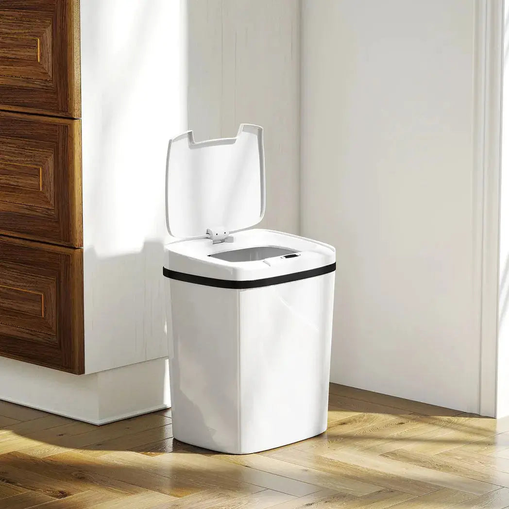 HOMCOM 15L Sensor Bin, Automatic Touchless Kitchen Bin, Easy Clean, Battery Operated for Home Office, Bedroom, Bathroom, White - from HOMCOM