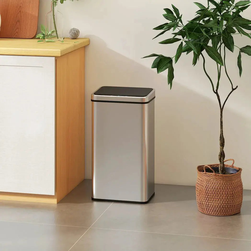 HOMCOM 50L Sensor Bin with Soft-Close Lid, Stainless Steel Automatic Touchless Motion Sensor Kitchen Bin, Silver Tone - from HOMCOM