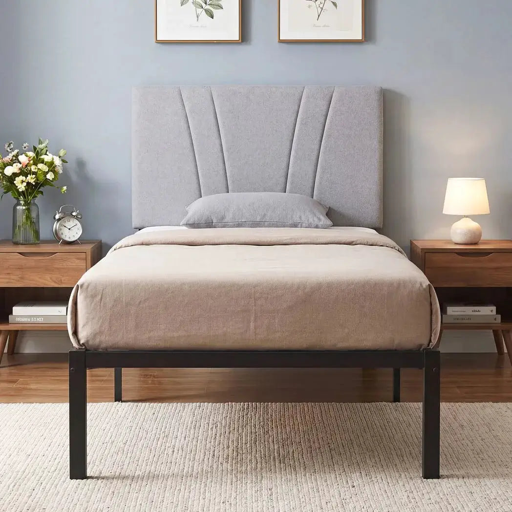 HOMCOM 3FT Single Bed Frame with Upholstered Headboard and Underbed Storage, Black and Light Grey - from HOMCOM