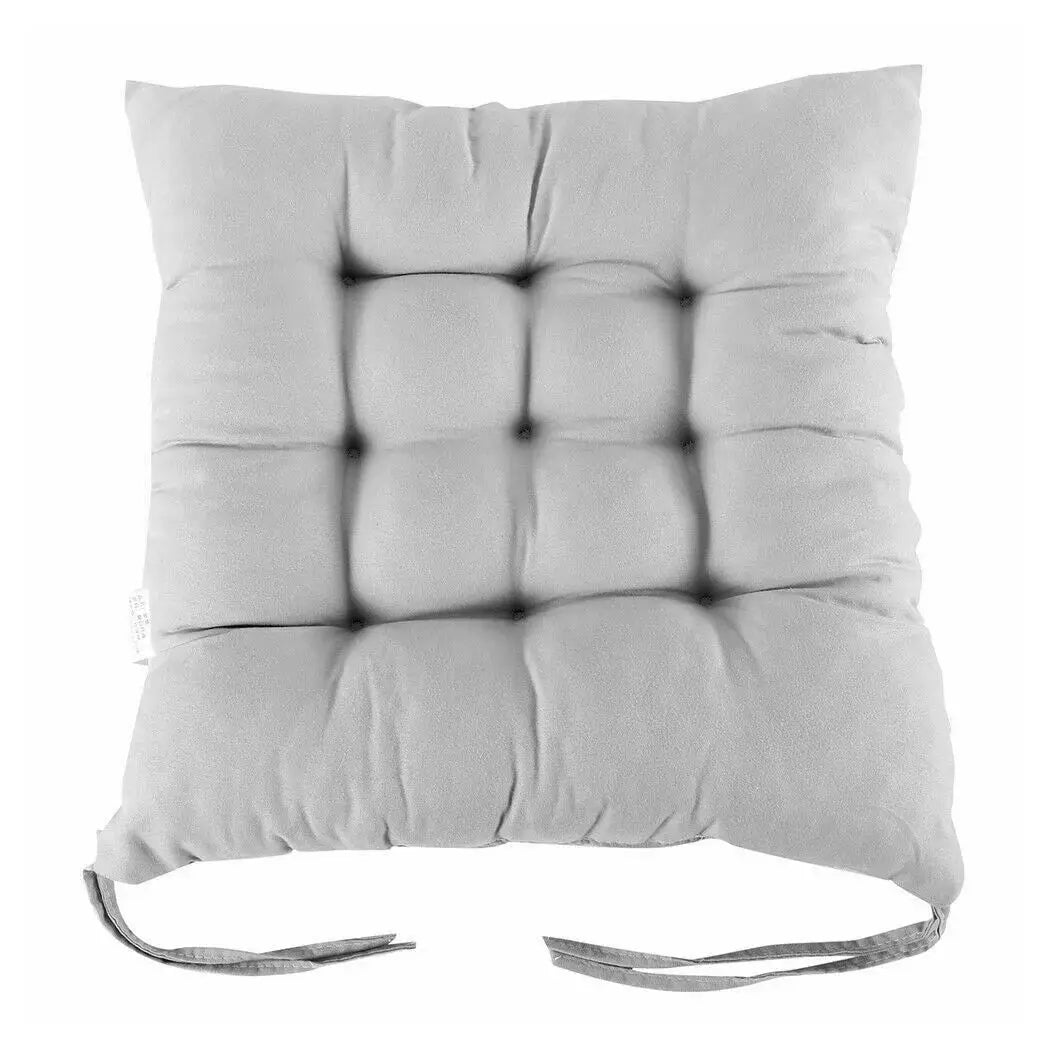 4 Pack Seat Pad Dining Room Garden Kitchen Chair Seat Cushions Tie On Plain UK-grey - from N/A