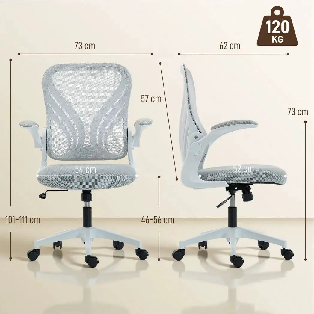 HOMCOM Mesh Office Chair with Foldable Backrest - Light Grey - from HOMCOM