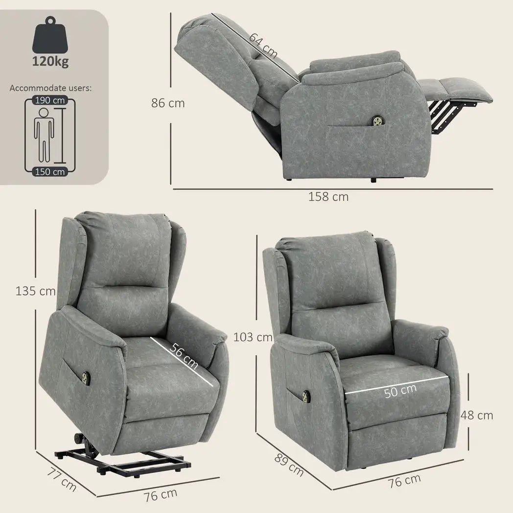 HOMCOM Power Lift Recliner Chair, Dual Motor Electric Lift Chair for Elderly with Remote Control, Grey - from HOMCOM