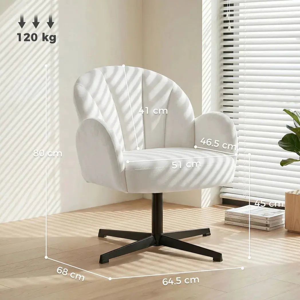 HOMCOM Swivel Accent Chair, Shell-Shaped Armchair with Spring Cushion, Metal Base, Cream White - from HOMCOM